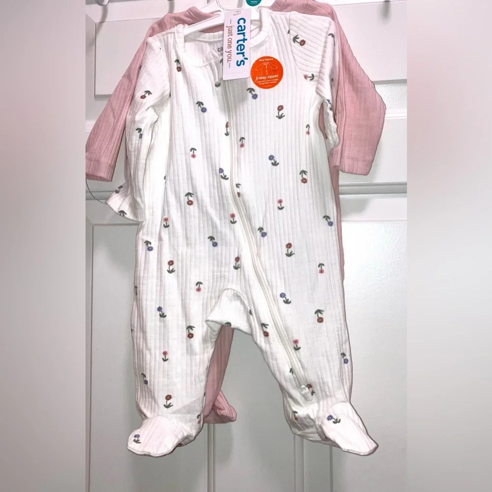 Carter's Just One You Baby Girls' 2pk Floral Sleep N' Play - Pink/Ivory 3M